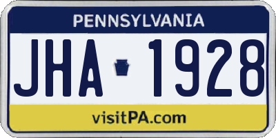 PA license plate JHA1928