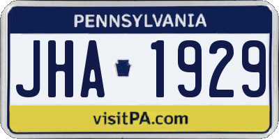 PA license plate JHA1929