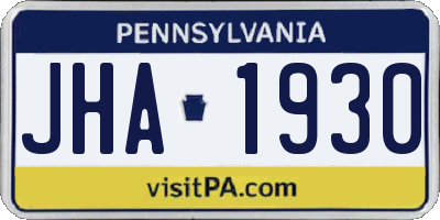 PA license plate JHA1930