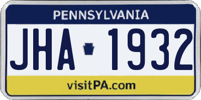 PA license plate JHA1932