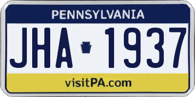PA license plate JHA1937
