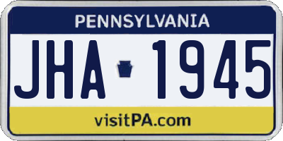 PA license plate JHA1945