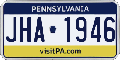 PA license plate JHA1946