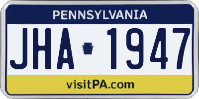 PA license plate JHA1947