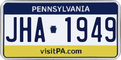 PA license plate JHA1949