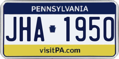 PA license plate JHA1950