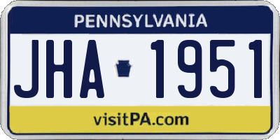 PA license plate JHA1951