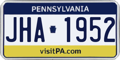 PA license plate JHA1952