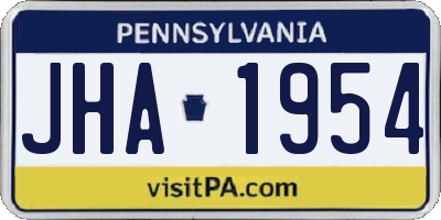 PA license plate JHA1954