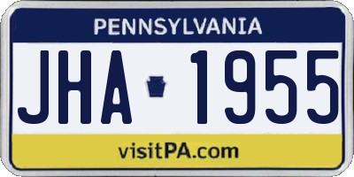 PA license plate JHA1955