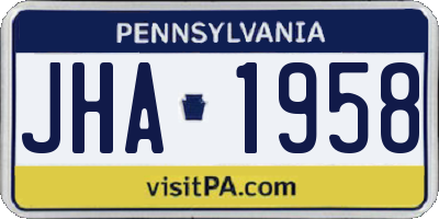 PA license plate JHA1958