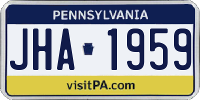PA license plate JHA1959