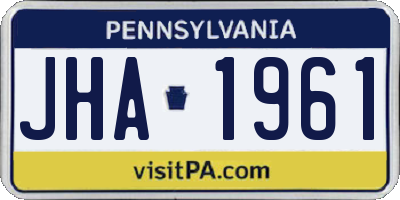 PA license plate JHA1961