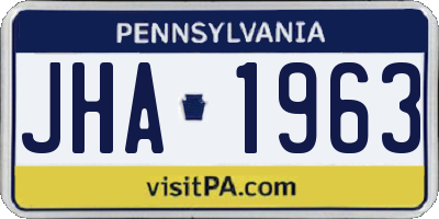 PA license plate JHA1963