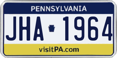PA license plate JHA1964