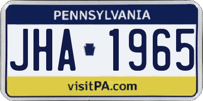 PA license plate JHA1965