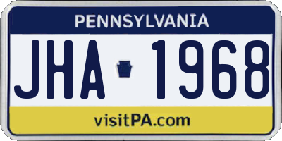 PA license plate JHA1968