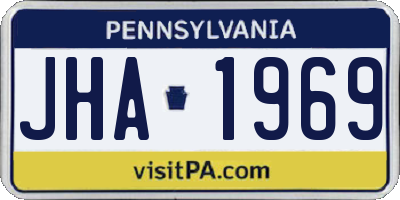PA license plate JHA1969