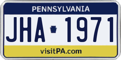 PA license plate JHA1971