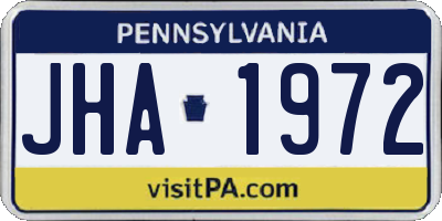 PA license plate JHA1972