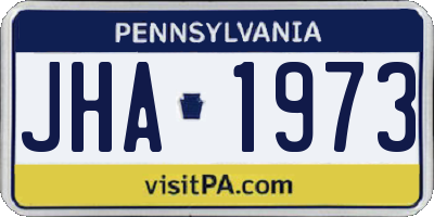 PA license plate JHA1973