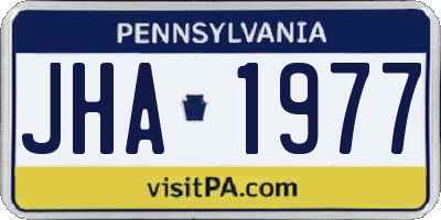 PA license plate JHA1977