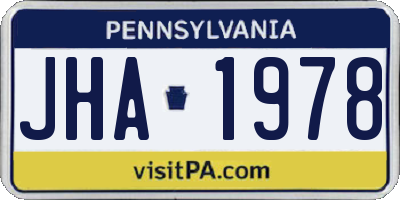 PA license plate JHA1978