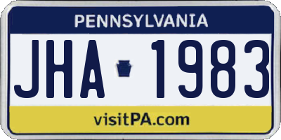 PA license plate JHA1983