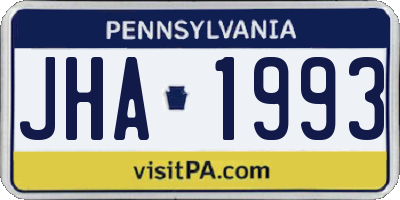 PA license plate JHA1993