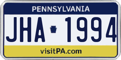 PA license plate JHA1994