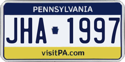 PA license plate JHA1997