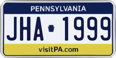 PA license plate JHA1999