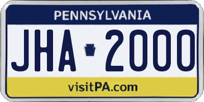 PA license plate JHA2000