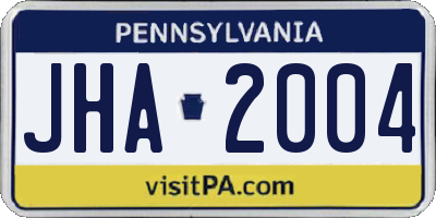 PA license plate JHA2004