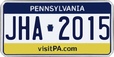 PA license plate JHA2015