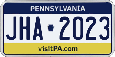 PA license plate JHA2023