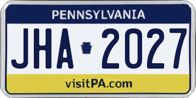 PA license plate JHA2027