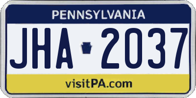 PA license plate JHA2037