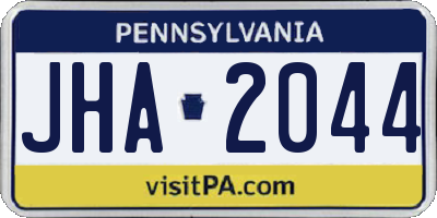 PA license plate JHA2044