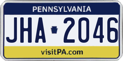 PA license plate JHA2046
