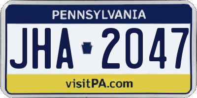 PA license plate JHA2047