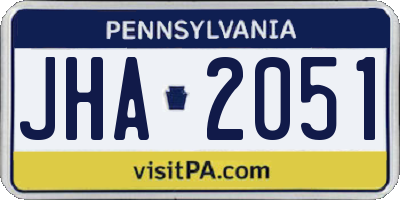 PA license plate JHA2051