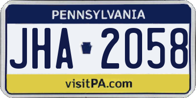 PA license plate JHA2058
