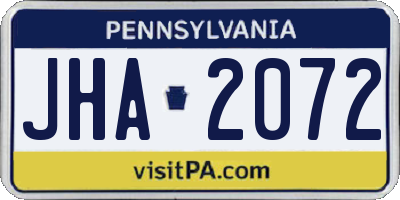 PA license plate JHA2072