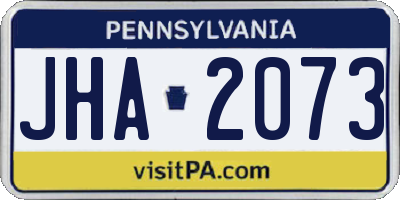 PA license plate JHA2073