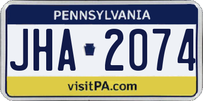 PA license plate JHA2074