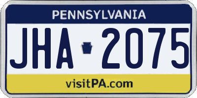 PA license plate JHA2075