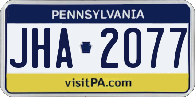 PA license plate JHA2077