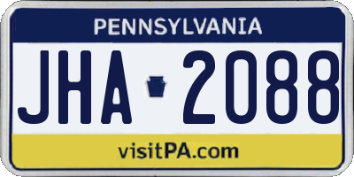 PA license plate JHA2088