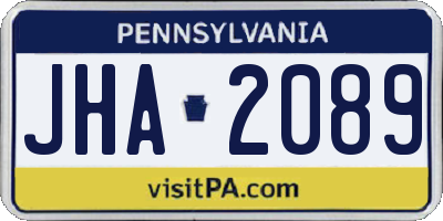 PA license plate JHA2089